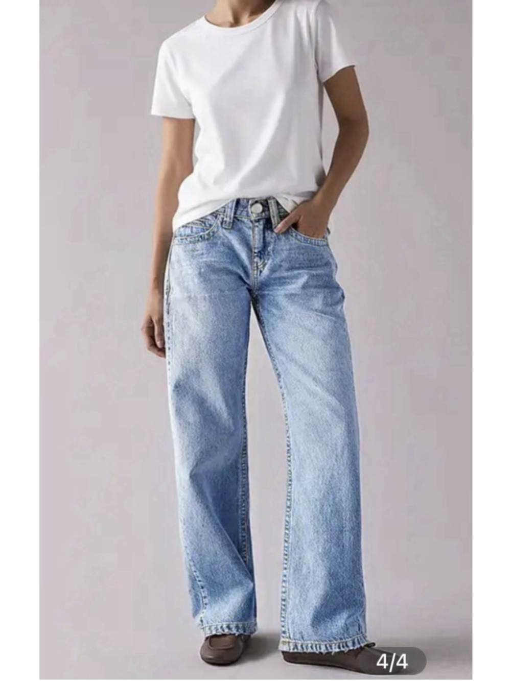 Flamingals Wash Raw Hem Mid Rise Straight Leg Jeans XL